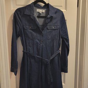 Long sleeve Chambray Maternity Dress